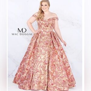Mac Duggal rose gold brocade gown